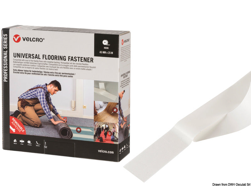 VELCRO® Brand UNIVERSAL FLOORING selvklæbende gulvfastgørelse 45 mm × 25 m