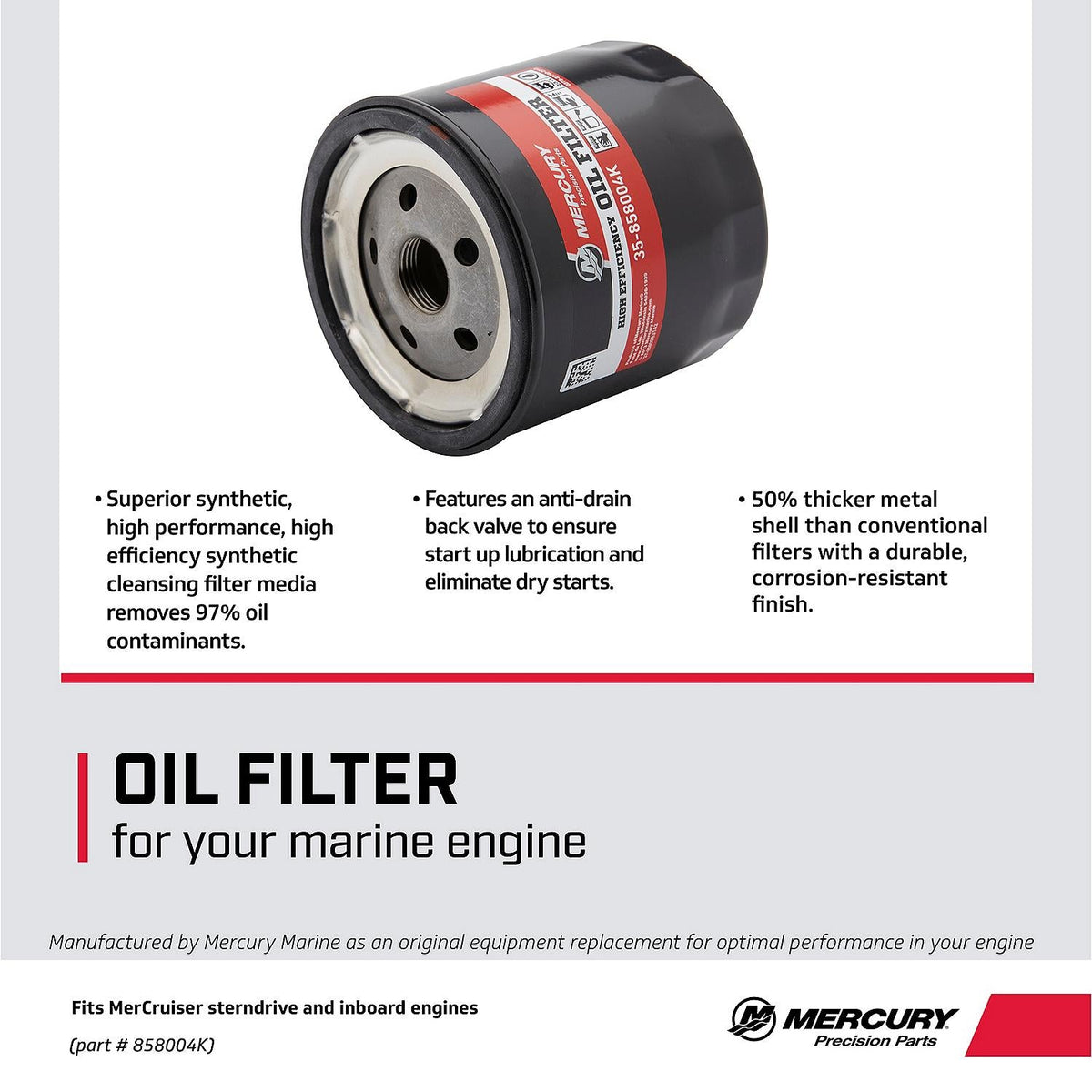 Mercury Marine højtydende motoroliefilter 35-858004K