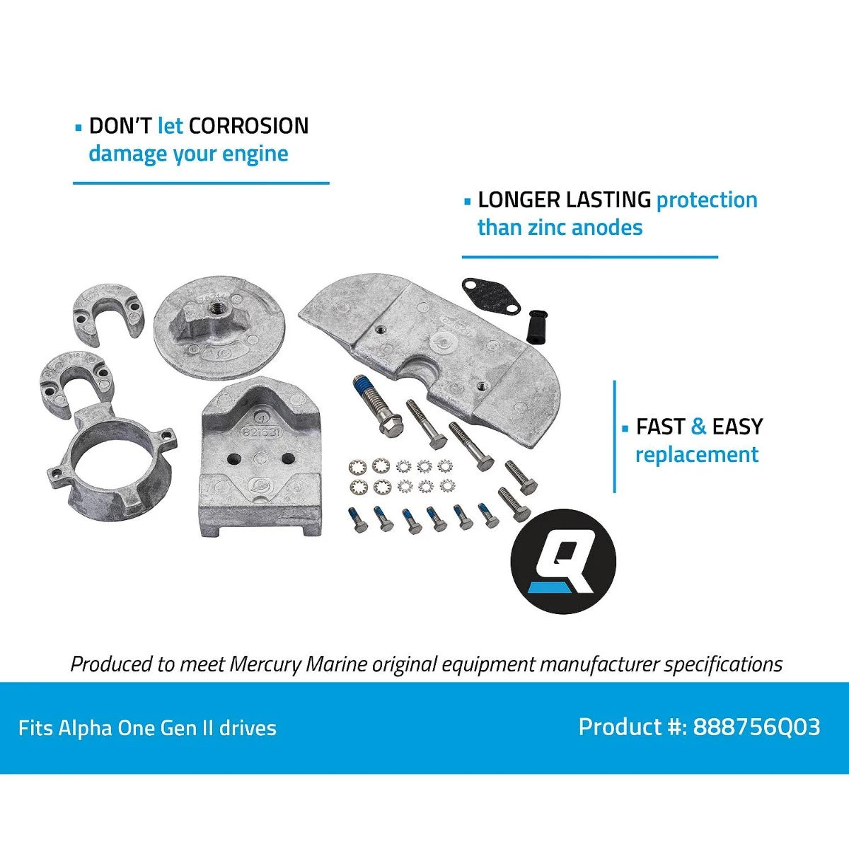 Quicksilver/Mercury Anodensatz (Aluminium) UM. Anodensatz - Teilenummer: 97-888756Q03