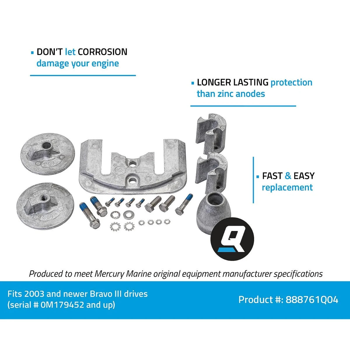 Quicksilver/Mercury ANODEN-KIT (ALUM) UM ANODEN-KIT – P/N: 97-888761Q04