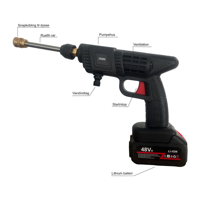 OUTLET: Højtryksrenser inkl. batteri 48V og 230V lader