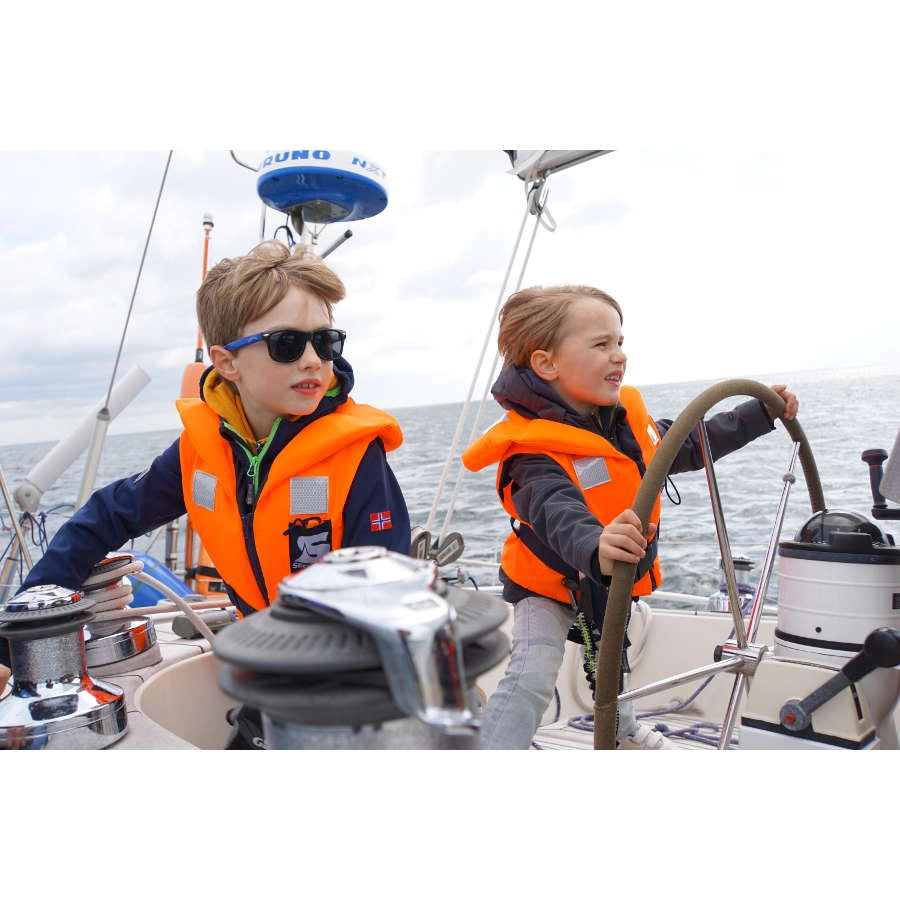 BRAVO Fast Redningsvest – 20–30 kg – Orange/Sort/Grå