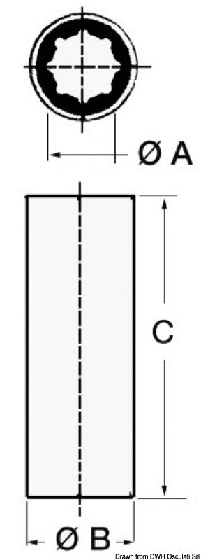 Vandsmurt stævnrørsleje 55 mm x 75 mm (aksel: 55 mm x stævnrør/lejehus: 75 mm)