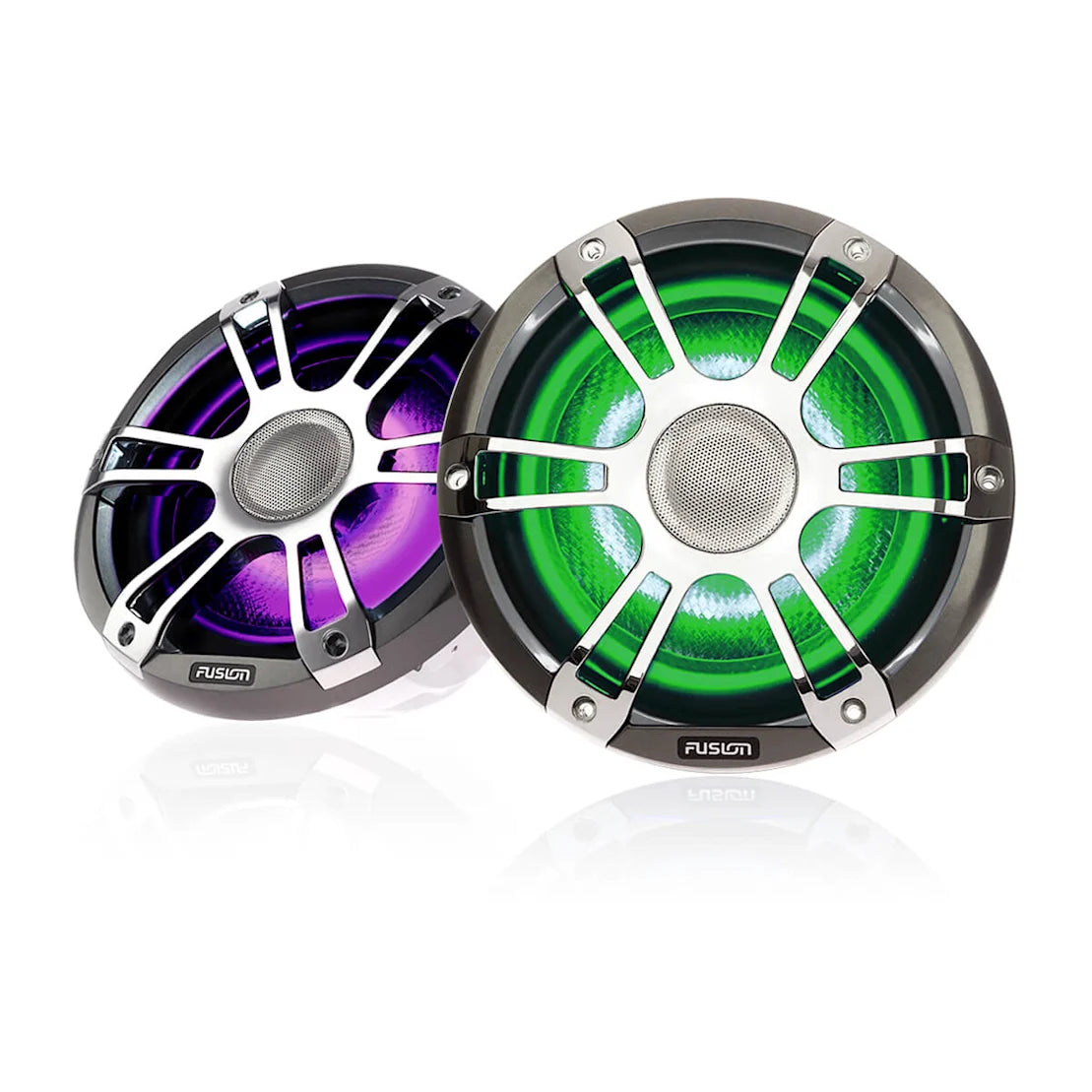 6.5 230 watt coaxial sports marine speaker in chrome with CRGBW LED lighting