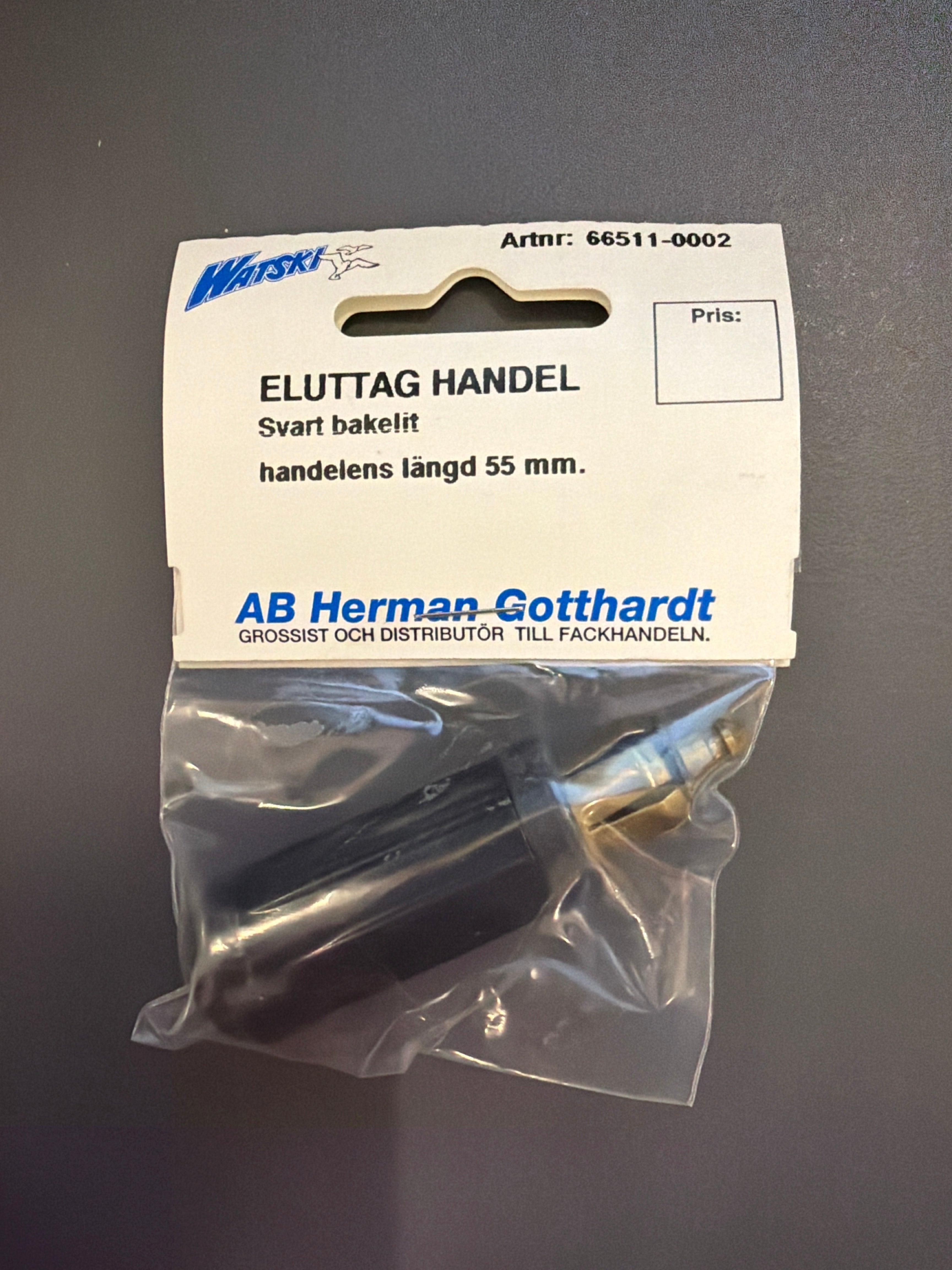Eludtag håndtag – sort bakelit, 55 mm