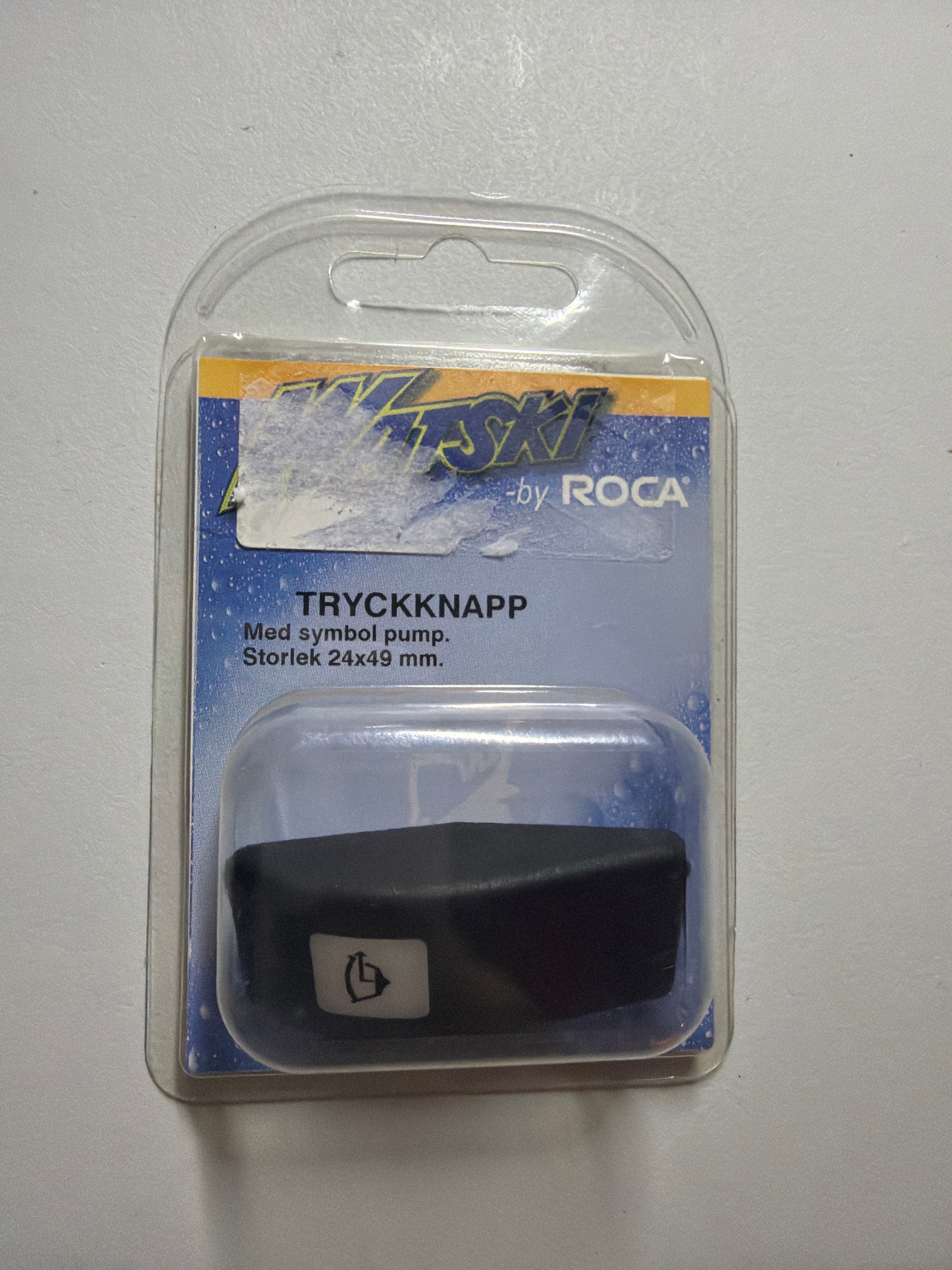 Watski Trykknap med Pumpe-symbol – 24 × 49 mm (Sort)