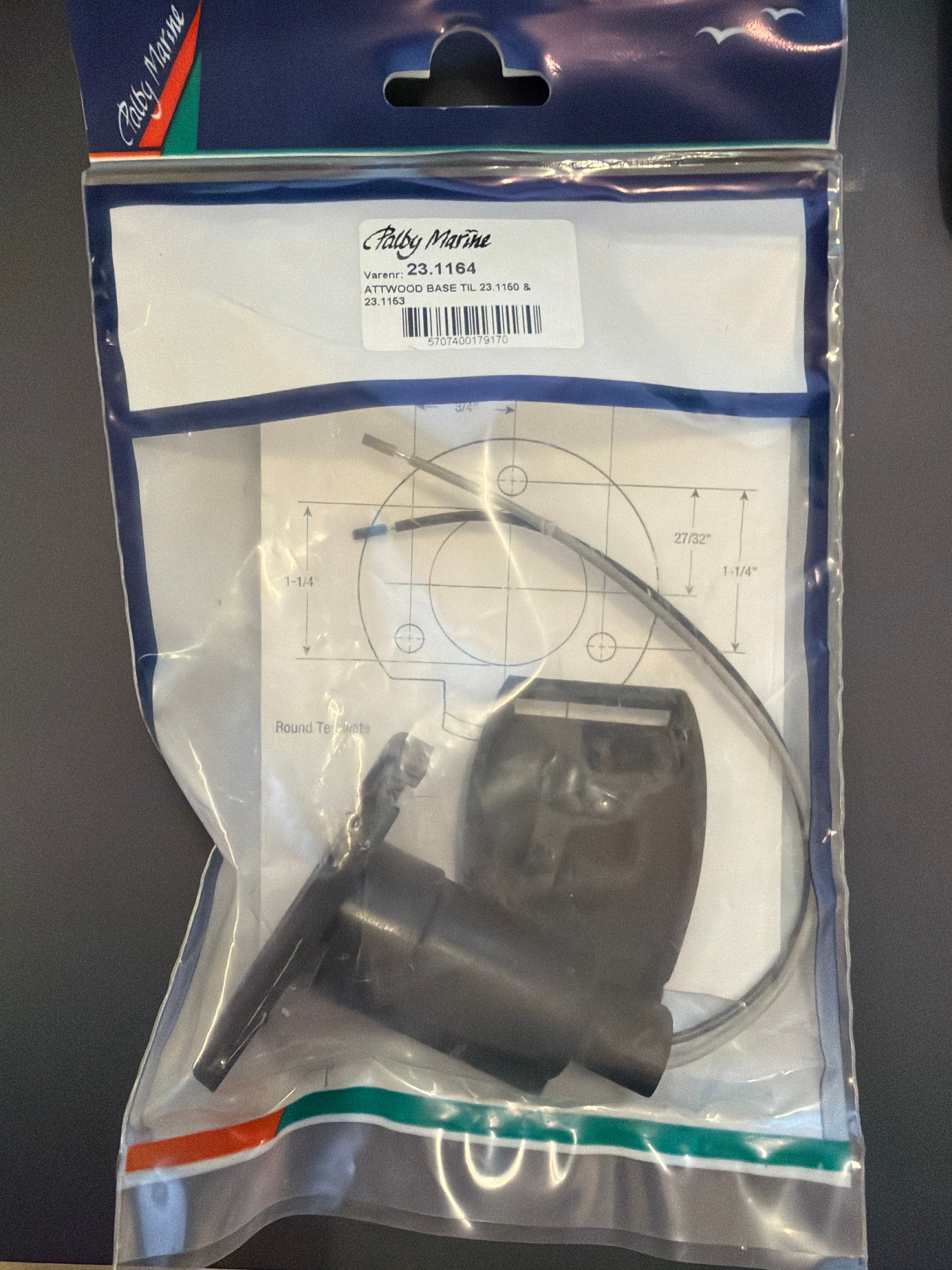 Attwood base til lænsepumpe – kabel & bund