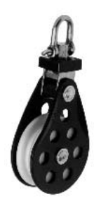 Aluminium blok - glideleje – Block with swivel and aluminium sheave for rope or wire – 57x16 mm – 775 kg