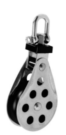 Aluminium blok - glideleje – Block with swivel and aluminium sheave for rope or wire – 45x12 mm – 500 kg