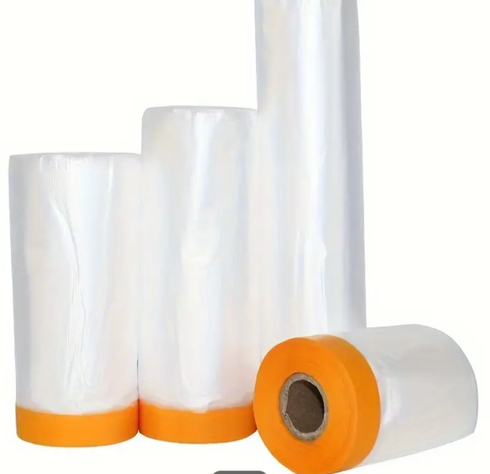 Plastic sheeting with masking tape 280 cm x 15 meters