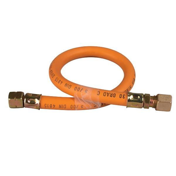 Gas hose 0.6m 1/4" to 8mm pipe connection blister