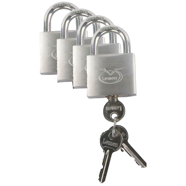 Vorhängeschloss-Set LEMEN 4-teilig 50mm mit 3 Hauptschlüsseln