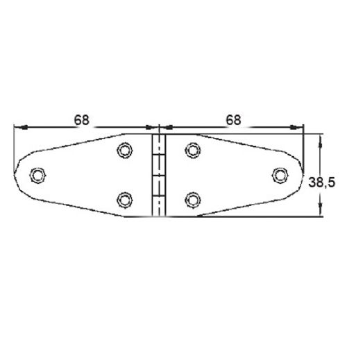 Hinge stainless 68 x 68 x 38.5 mm H: 1 mm