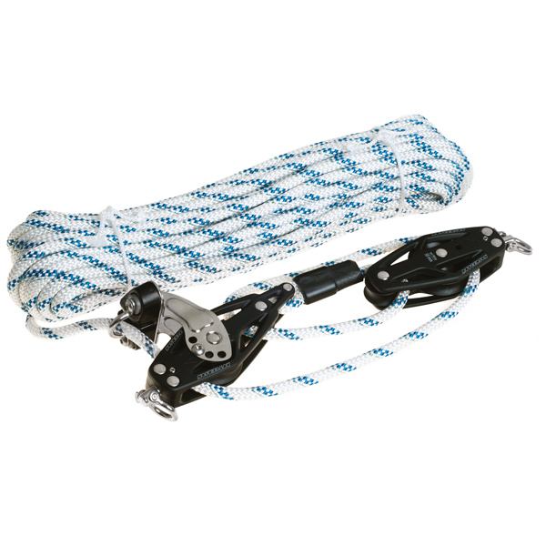 Rutgerson sheet system 4:1 50mm blocks, 20m spliced rope Ø8mm