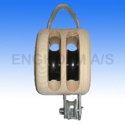 Wooden block Dk W/Bjl+hsv 2sk 125mm 5" For 16mm Rope