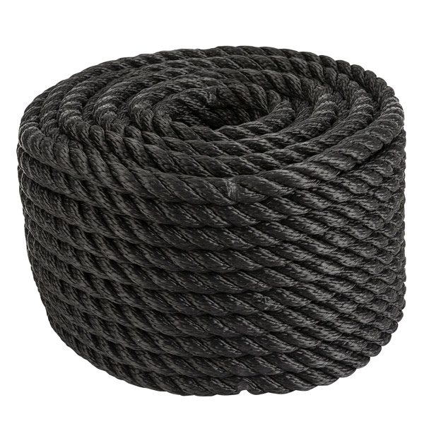 3-lagiges PP-Seil schwarz Ø12 mm 30 Meter