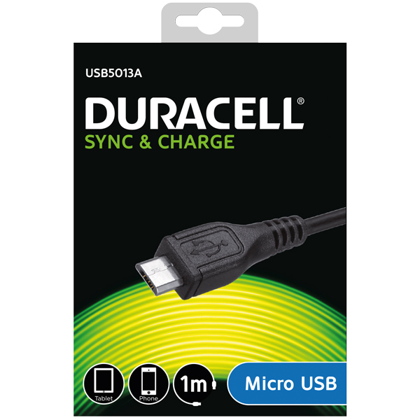 Duracell USB to Micro USB Cable, 1m (Black)
