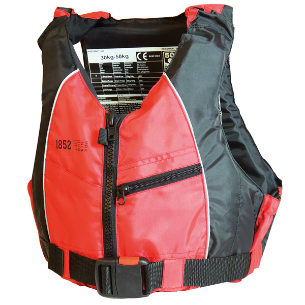 1852 Schwimm-/Schlauchboot-/SUP-Weste rot/schwarz 30-50 kg