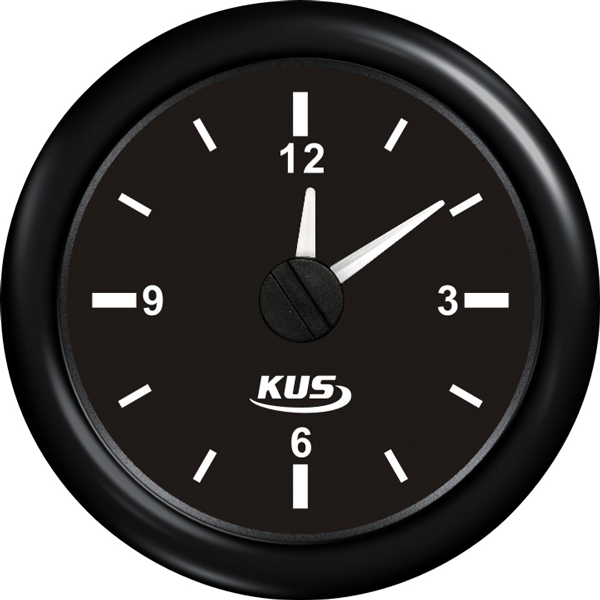 Kiss clock, black, 12/24v