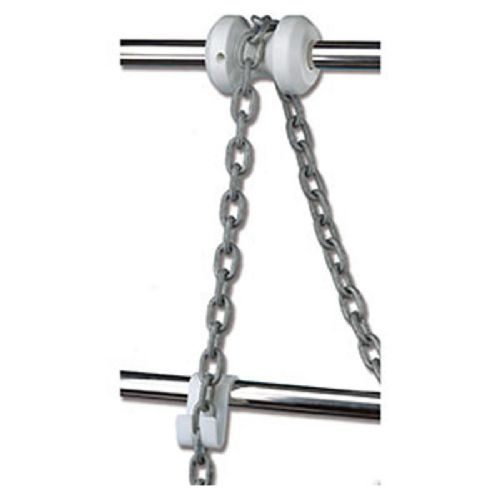 Anchor roller and chain hook for railing white plastic f/pulpit Ø:22-25 mm