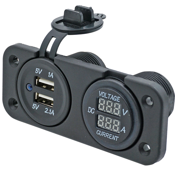 1852 panel double usb outlet & volt/amperage