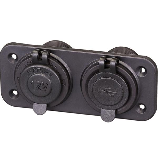 Panel 12v with double usb (1&2,1amp) & cigarette socket ip65