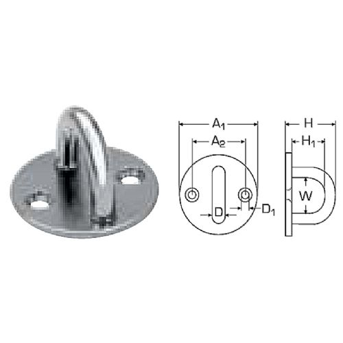 Eye Plate Round Aisi304 A2 8mm Shackle Plate Ø:50mm