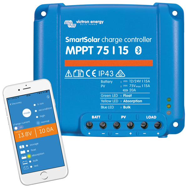 Victron MPPT Smart 75/15 Regler 220 Wp 12 V / 440 Wp 24 V