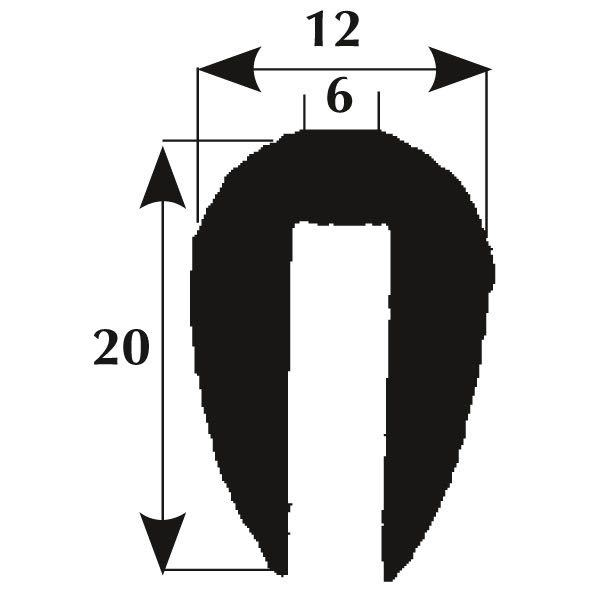 Kotflügelleiste 20mm 6mm Kante schwarz, 50m Rolle