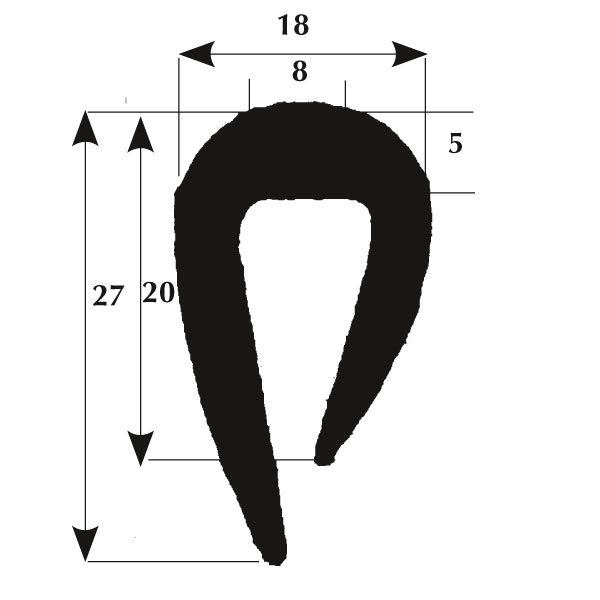 Kotflügelleiste 27mm 8mm Kante schwarz, 50m Rolle