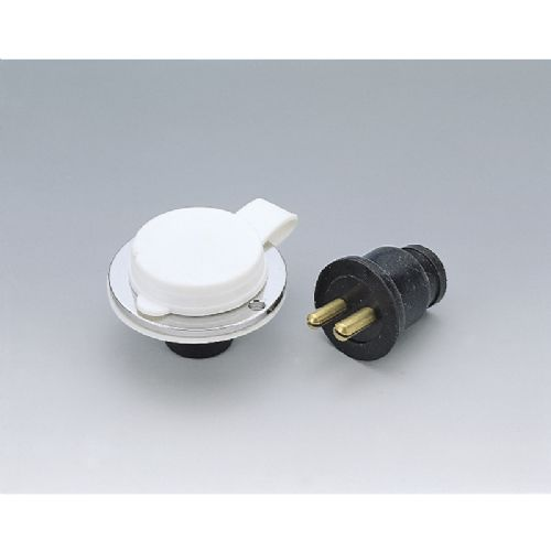 Abdeckstecker 2-polig Messing verchromt 3A Sockel Ø:37 mm