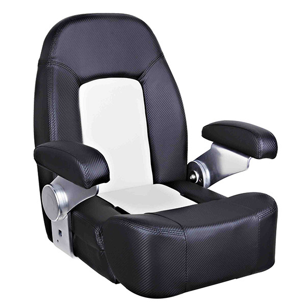 ESM Royal steering wheel chair carbon black/white with flip up pouf and armrest