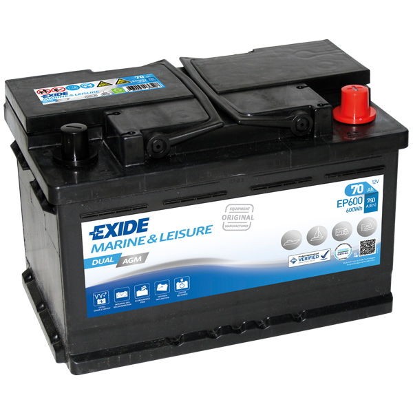 Exide Battery dual AGM 760cca - 70Ah
