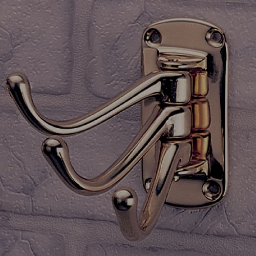 Drehbare Garderobe, Messing verchromt, mit 3 Haken*