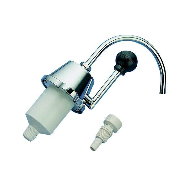 Faucet with hand pump, chrome-plated