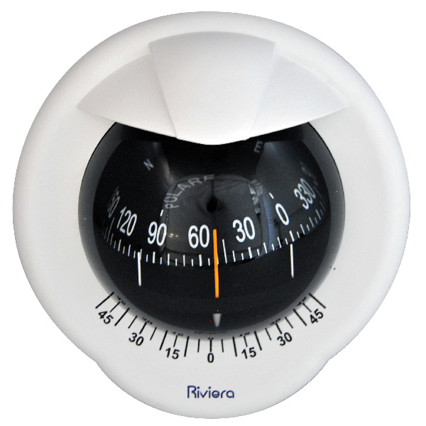 Riviera Kompass POLARE BP2 100mm, Schottmontage. Weiß, schwarze Rose