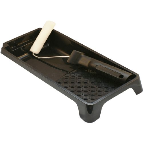Paint tray set w/10 cm smooth roller w/short pile