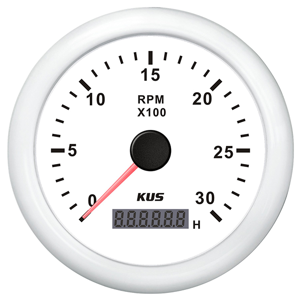 Kus Drehzahlmesser Diesel 0-3000 0,5-250 mit Std., weiß 12/24V Ø