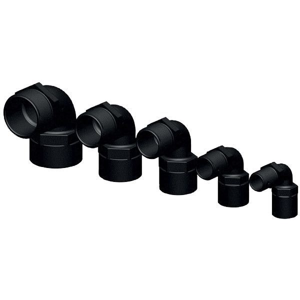 Trudesign 90° elbow with 1 1/4" internal/external thread
