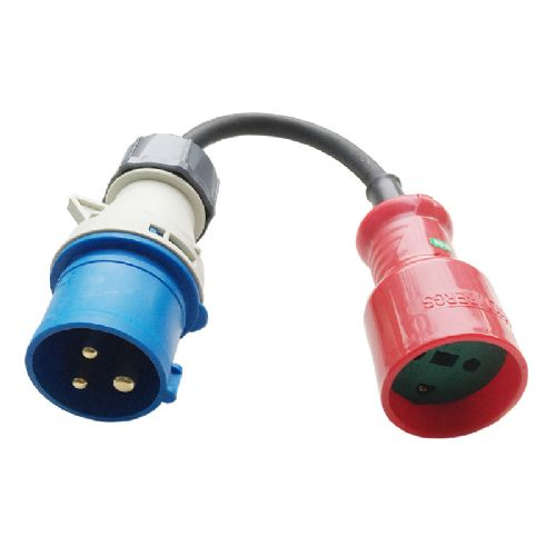 Adapterkabel 230V Landstrøm CEE Han / DK Hun rød