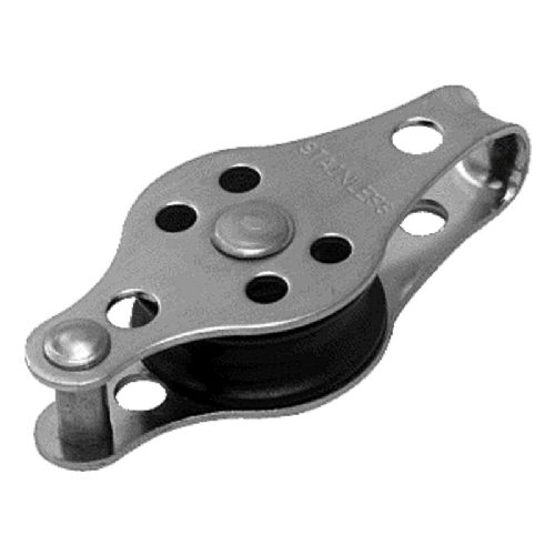 Block Edelstahl mit Hundehandschuh 1-fach 25mm Nylon f/6mm Seil