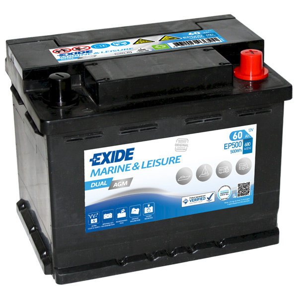 Exide Battery dual AGM 680cca - 60Ah