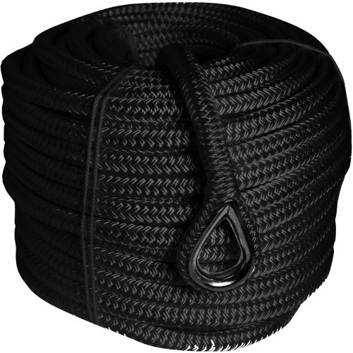 1852 Ankerseil Fleetet schwarz Polyester mit RF Kovs 12mm 40 Meter