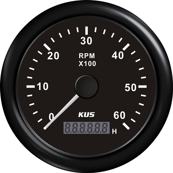 Kus Drehzahlmesser Diesel 0-6000 0,5-250 mit Std. schwarz 12/24V Ø