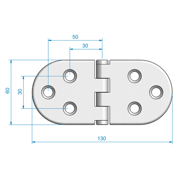 Roca-Scharnier 60x130mm AISI 316