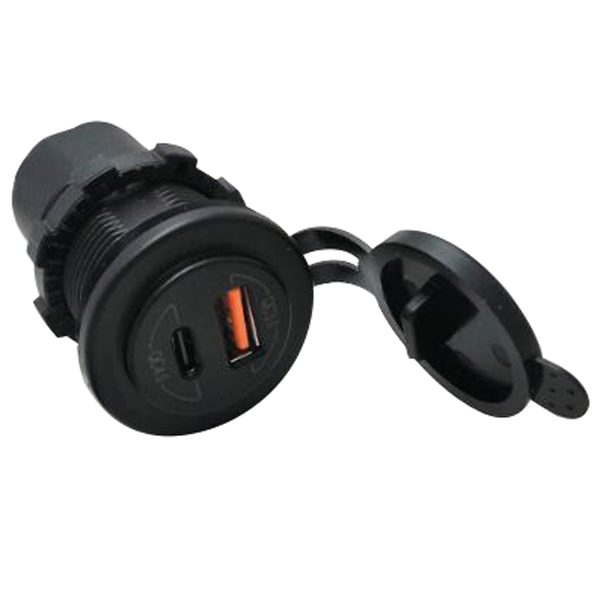 1852 USB outlet IP65 12/24V USB TYPE 1 & USB C with 1m cable