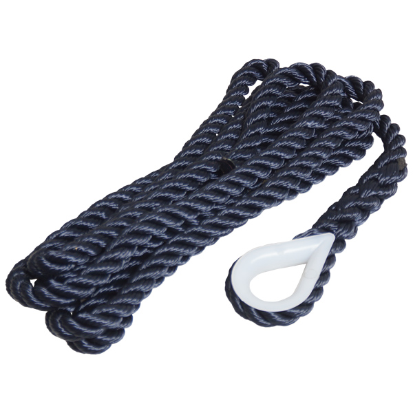 Robline mooring rope 3-strand with kovs, Navy 16mm x 4m