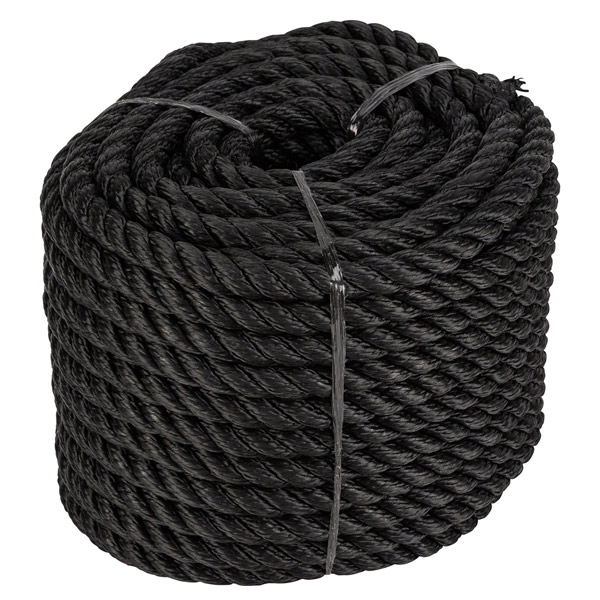 3-lagiges PP-Seil schwarz Ø14 mm 30 Meter