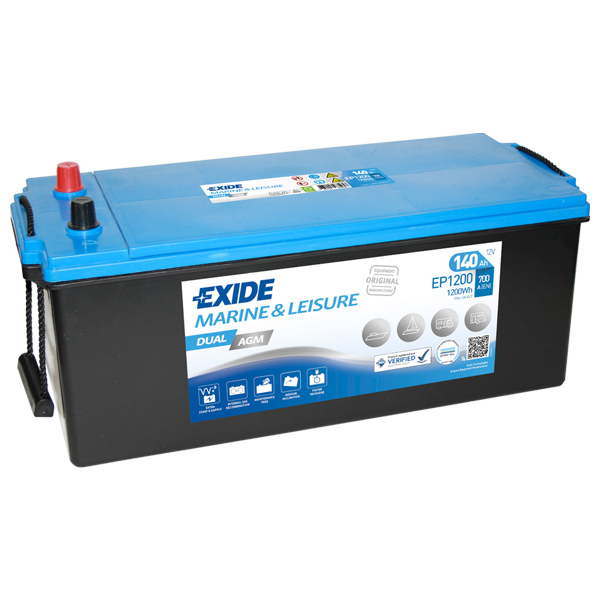 Exide Battery dual AGM 700cca - 140Ah poles at the same end