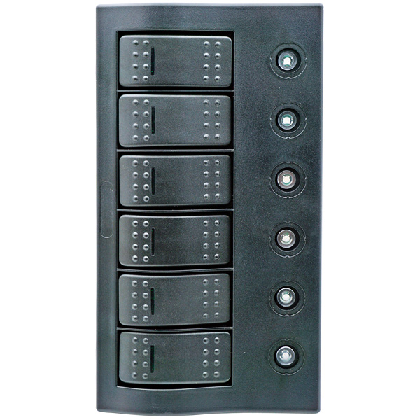 1852 Electrical panel with automatic fuses, LED, 5 switches +1 (on)